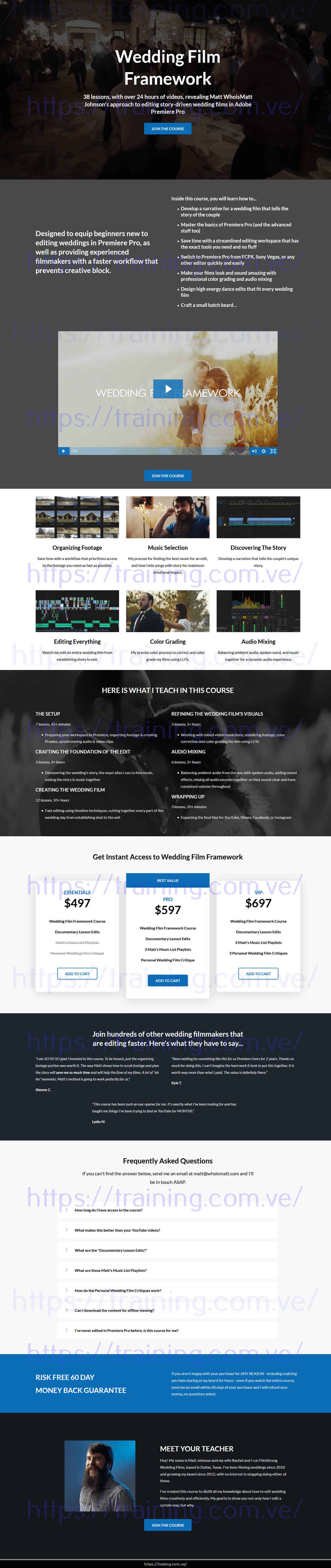 Wedding Film Framework by Matt Johnson sales page