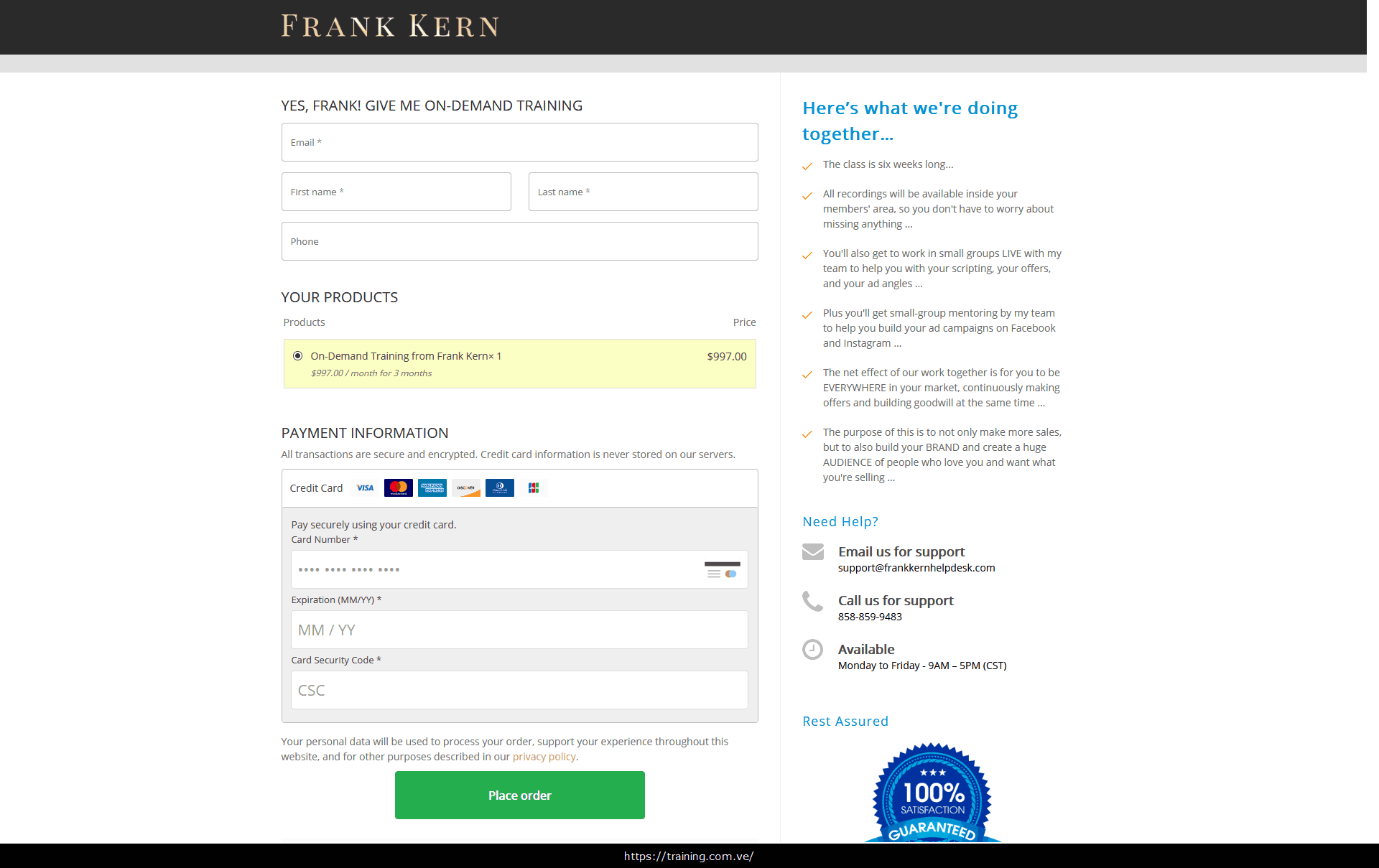 #1341 - 'On-Demand Training from Frank Kern' - checkout_frankkern_com_checkouts_on-demand-training Branding Class 2019(Intent Based Branding) by Frank Kern Buy