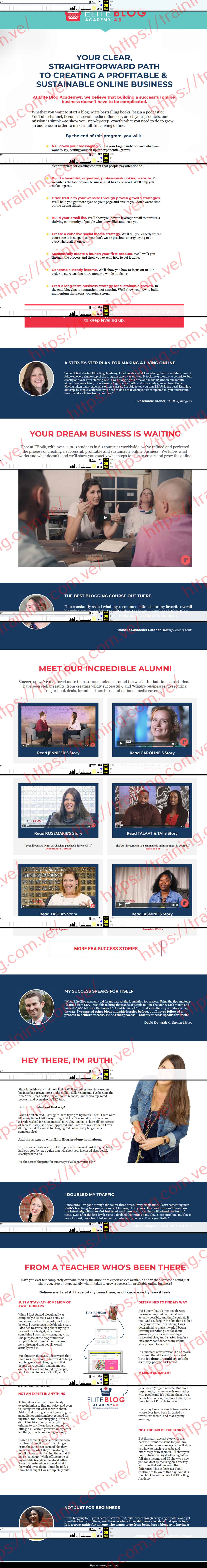 Elite Blog Academy 4 by Ruth Soukup Sales page