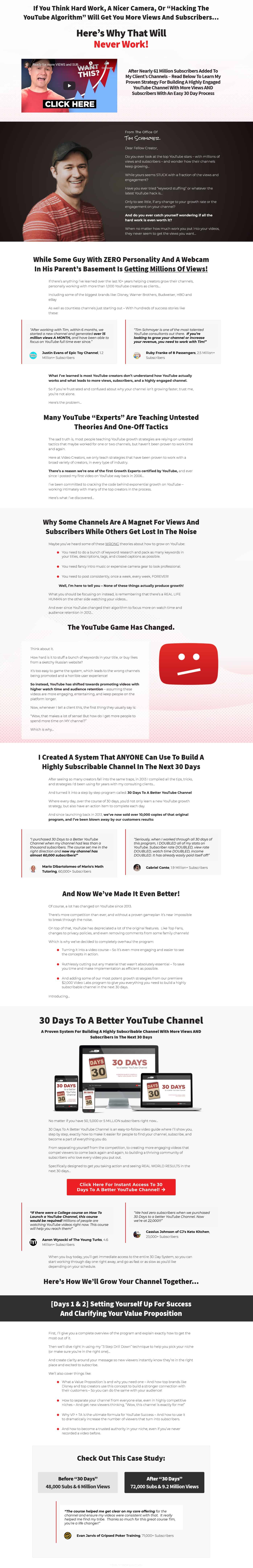 #090 - '30 Days To A Better YouTube Channel - Video Creators' 30 Days to A Better YouTube Channel Sales Page