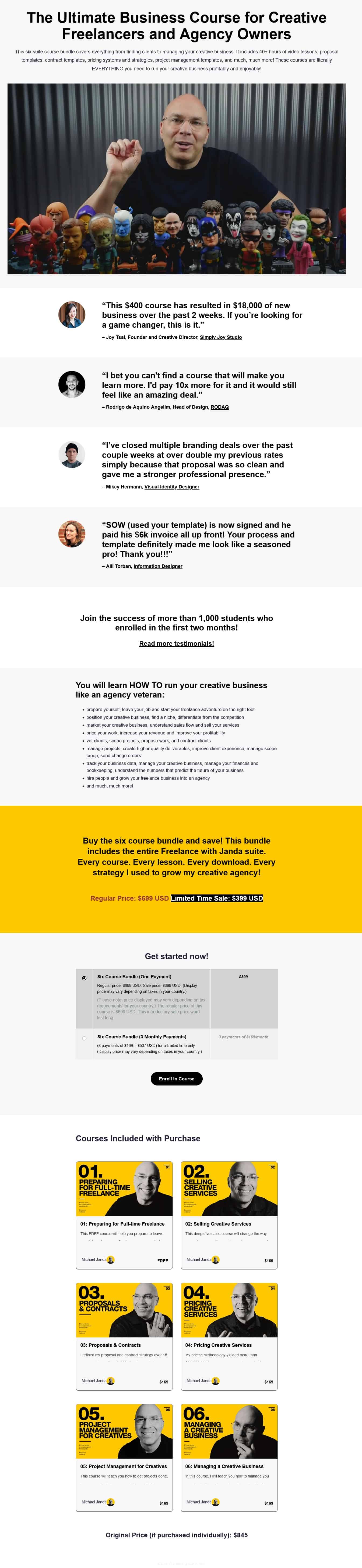 #092 - 'Freelance with Janda I Freelance with Janda' Freelance with Janda Six Course Bundle Sales Page