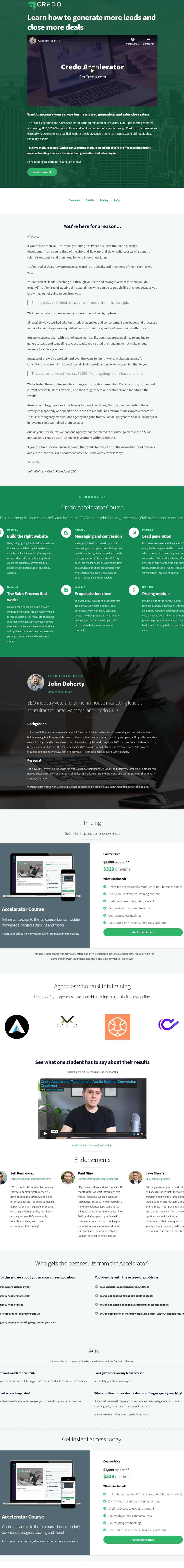 Accelerator Course by John Doherty Credo sales page