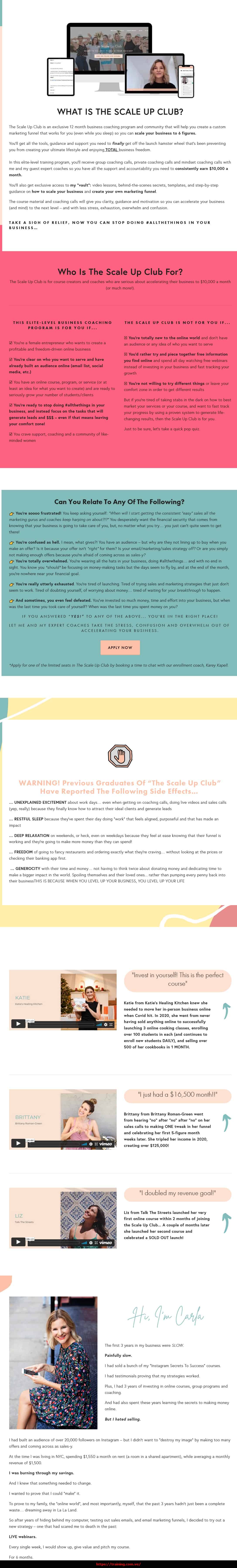 The Scale Up Club by Carla Biesinger Sales Page