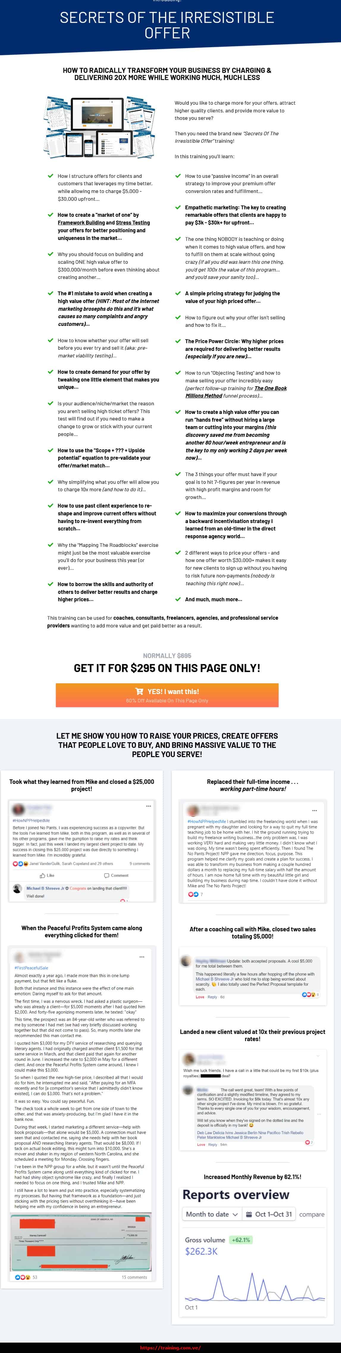 Secrets of the Irresistible Offer by Mike Shreeve sales page