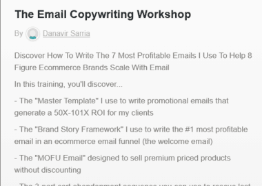 The Email Copywriting Workshop By Danavir Sarria