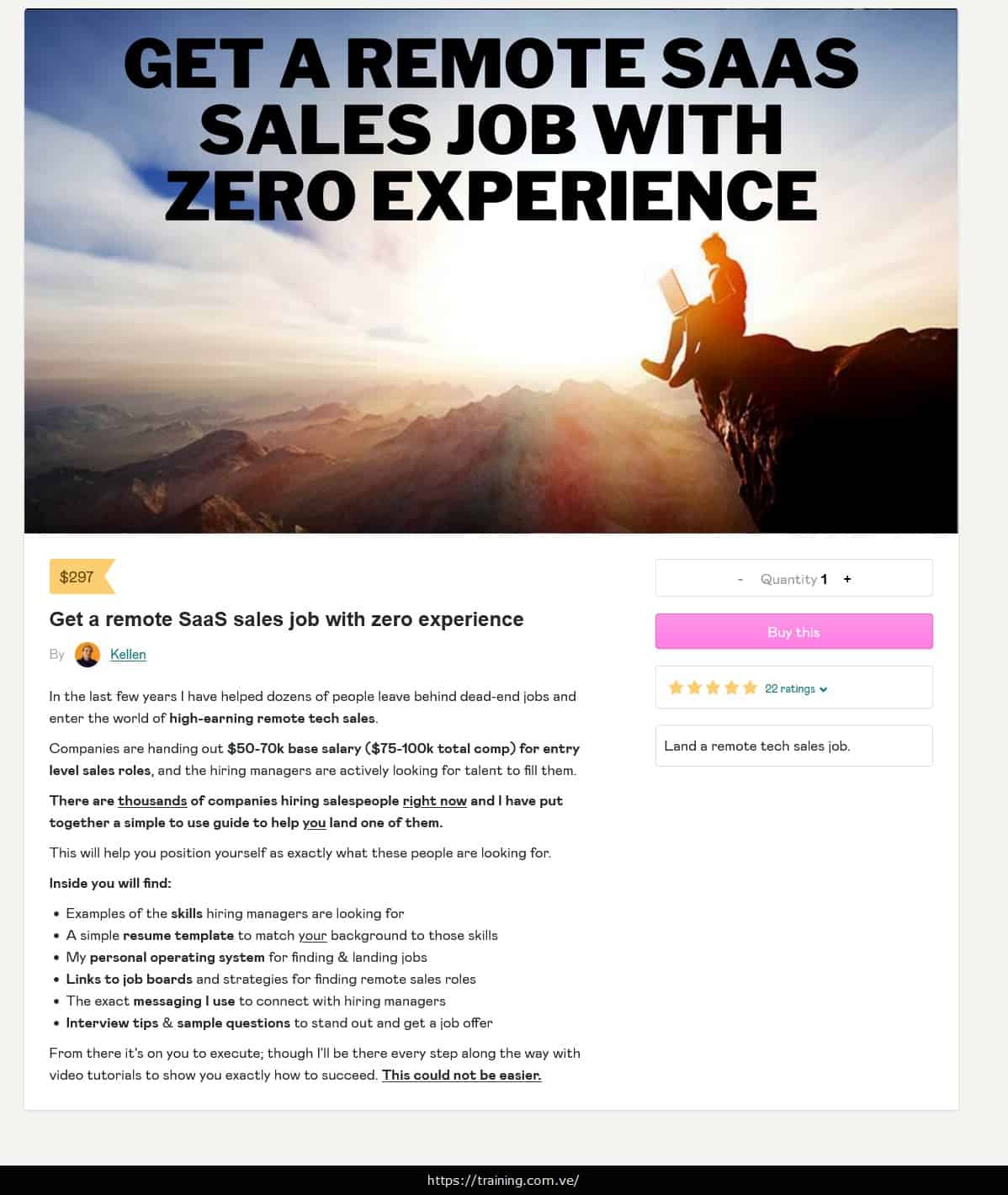Get a remote SaaS sales job with zero experience by Kellen Sales Page Get a remote SaaS sales job with zero experience by Kellen Sales Page