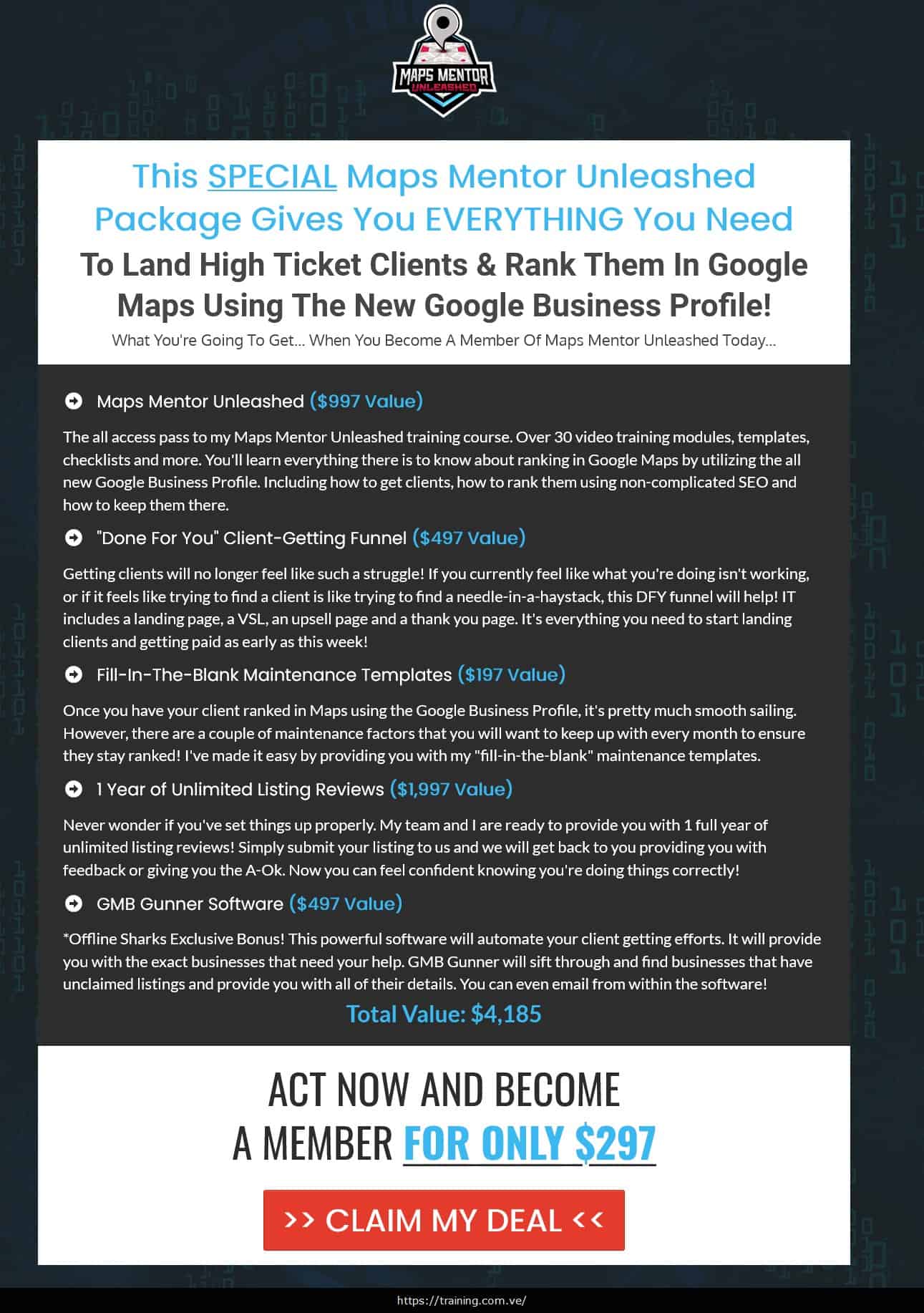 Maps Mentor Unleashed by Paul James Sales Page