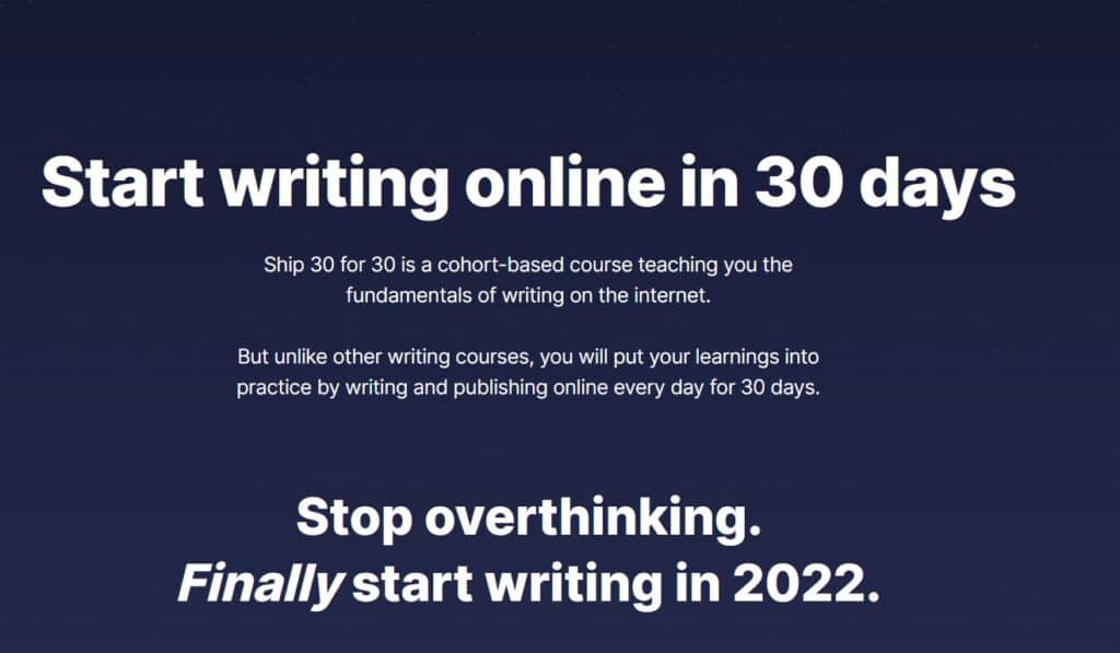 Ship 30 for 30 by Dickie Bush Nicolas Cole